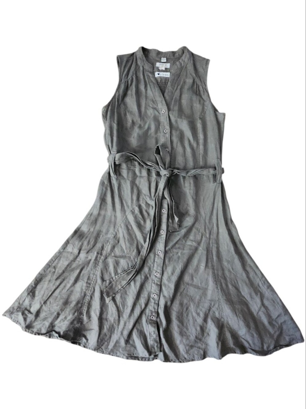 Malvin I Love Linen Gray Linen Sleeveless A-Line Shirt Dress. Sz. S/6